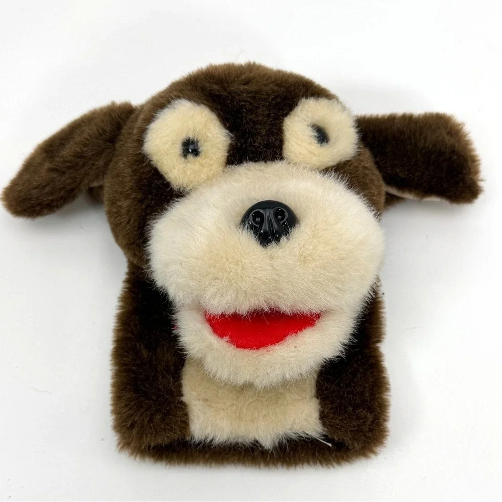 Vintage AGS Innovative USA Pepper Puppet Dog Plush Hand Puppet Brown Tan 32208